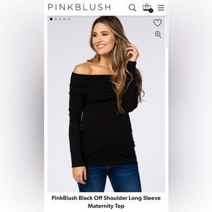 PinkBlush Black Off Shoulder Long Sleeve Maternity Top, size s